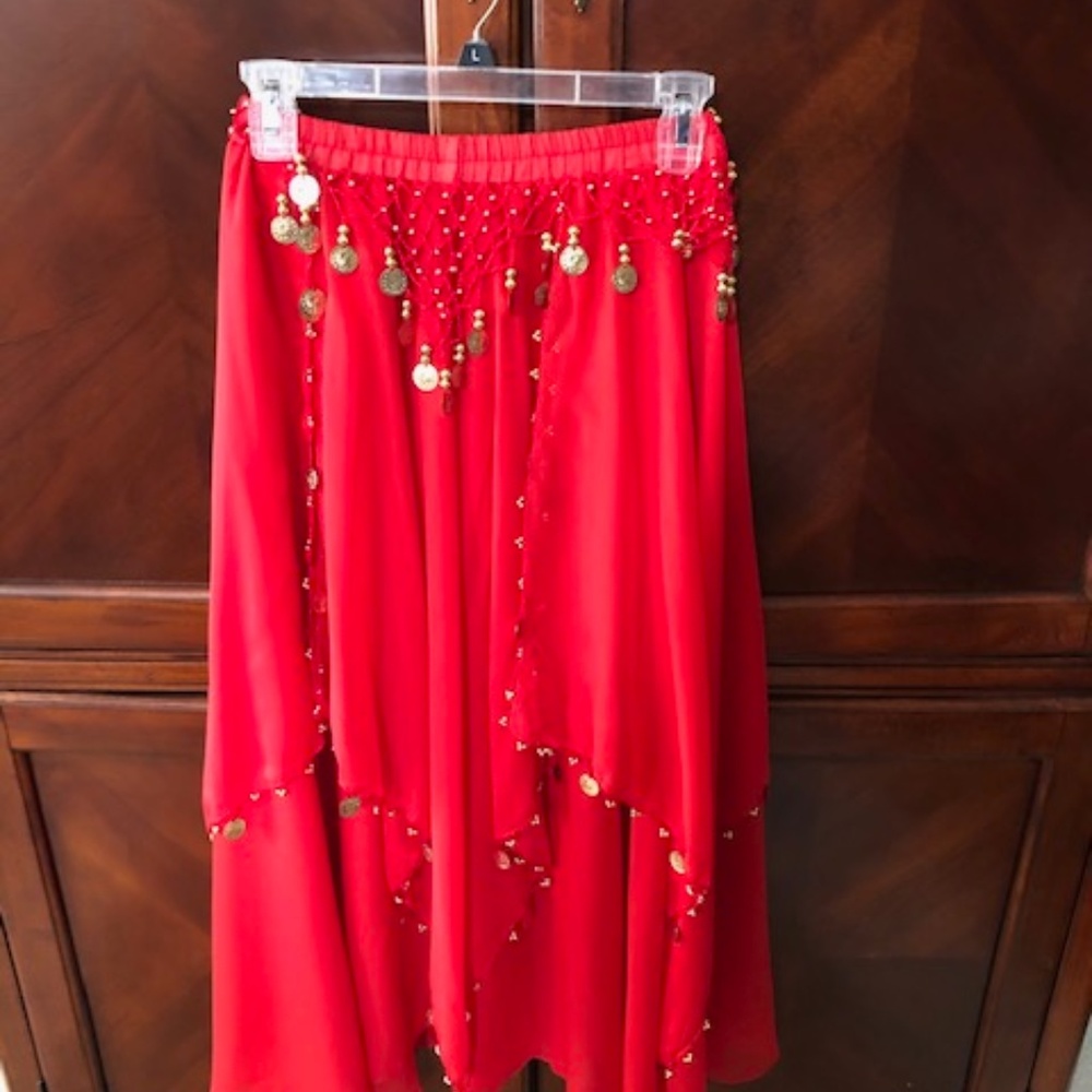 Red Belly Dancing Long Skirt